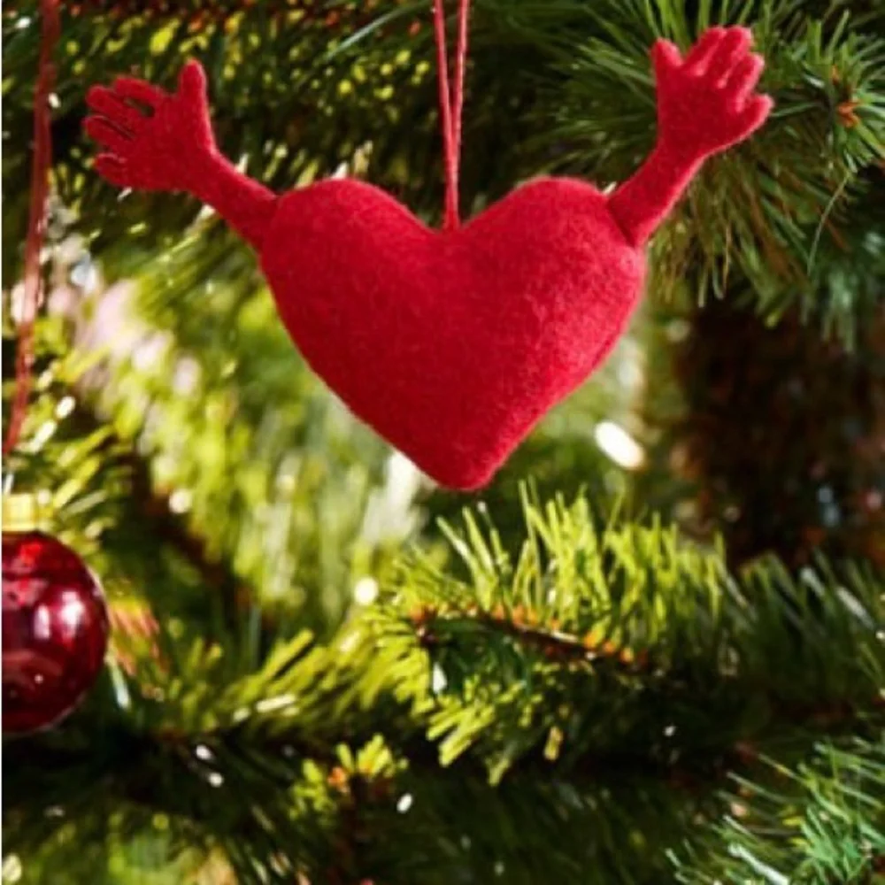 3-pc IKEA Red Heart tree Ornaments Valentine’s Day LOVE holiday fabric decor new